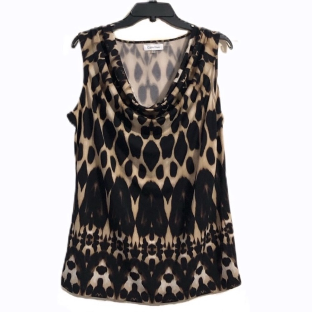 Calvin Klein Cheetah Print Sleeveless Shirt Large